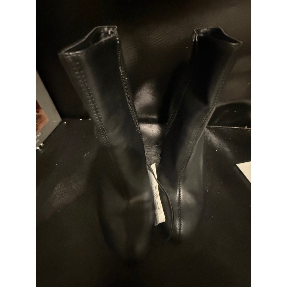 Target Joelle Black Faux Leather Block Heel Ankle Boots Size 6.5 096102925